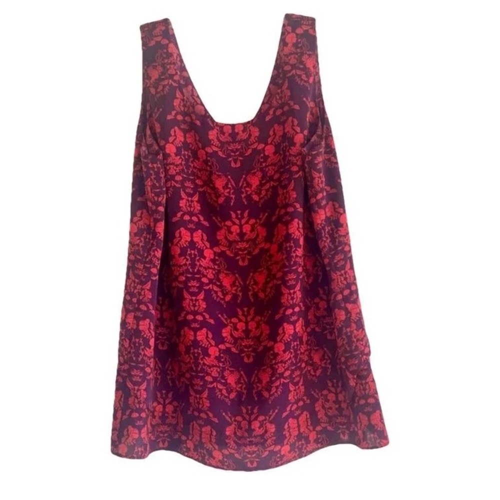 CAbi Red and Purple Floral Blouse Sz M